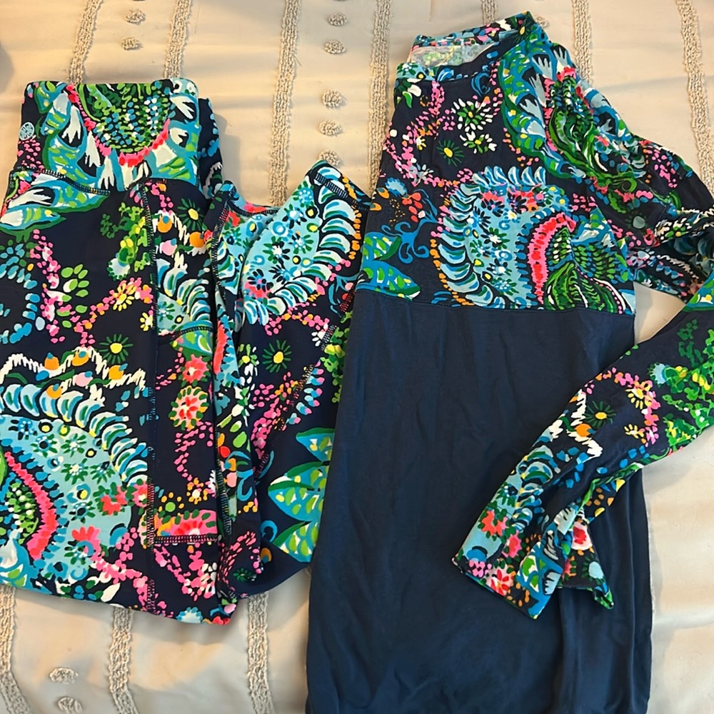 Lilly Pulitzer Finn Top and Capri Leggings Luxletic Paisley Print Capri length